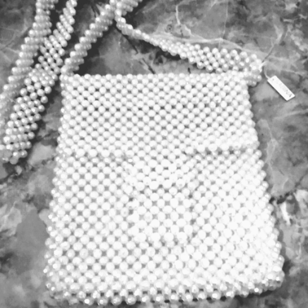 Sabina NY white faux pearl beaded bag NWT